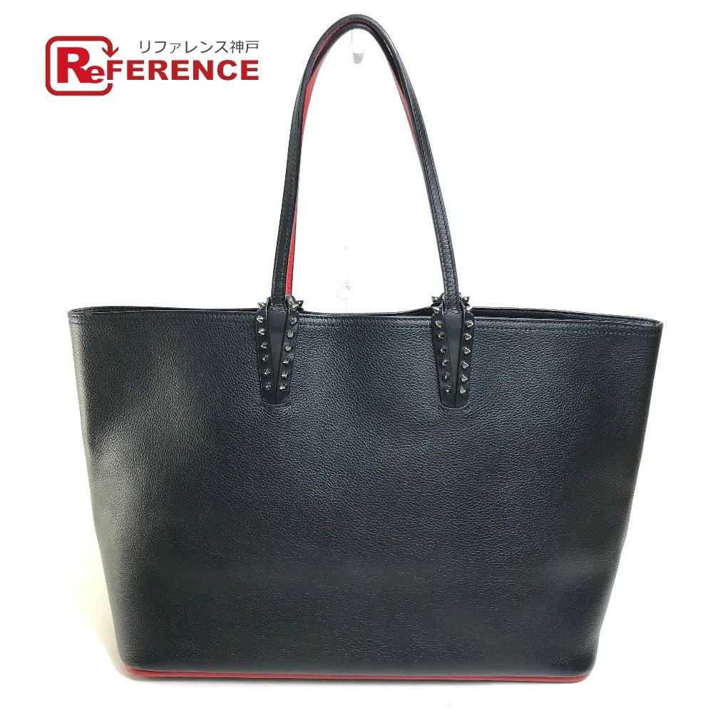 Christian Louboutin Cabata Bag Shoulder Tote Leather Black Red